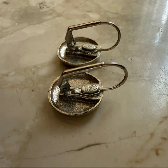 CHANEL Used CC Logos Pierced Earrings Silver 98A Vintage Authentic - Picture 6 of 7